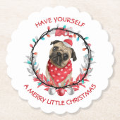 Pug laat jezelf een prettig kerstfeest zien kartonnen onderzetters (Voorkant)