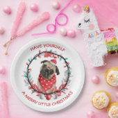 Pug laat jezelf een prettig kerstfeest zien papieren bordje (Feest)