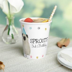 Pug laat pawty Dog Birthday Party Blue Paper Cup Papieren Bekers