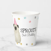 Pug laat pawty Dog Birthday Party Pink Paper Cup Papieren Bekers (Achterkant)