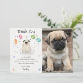Pug Laat Puppy Hond Verjaardagsfeest Dank Je Kaart (Staand voorkant)