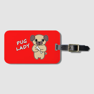 PUG LADY - Rode Bagagelabel