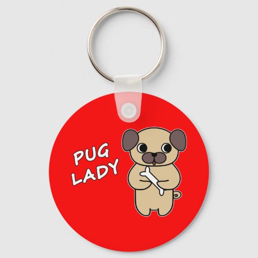 PUG LADY - Rood Sleutelhanger (Voorkant)