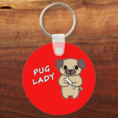 PUG LADY - Rood Sleutelhanger (Voorkant)