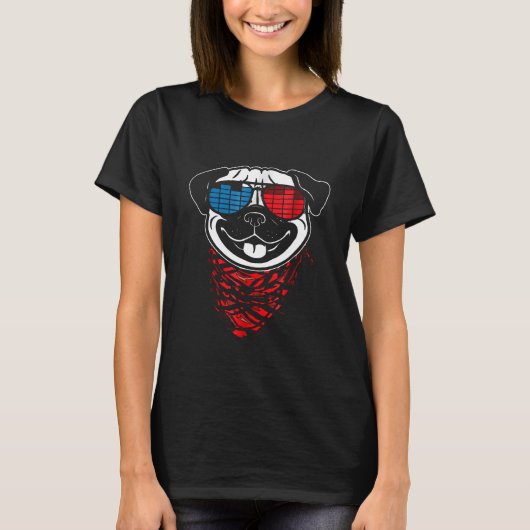 Pug Led Shirt Geluid Geactiveerde Gloei Licht (Voorkant)
