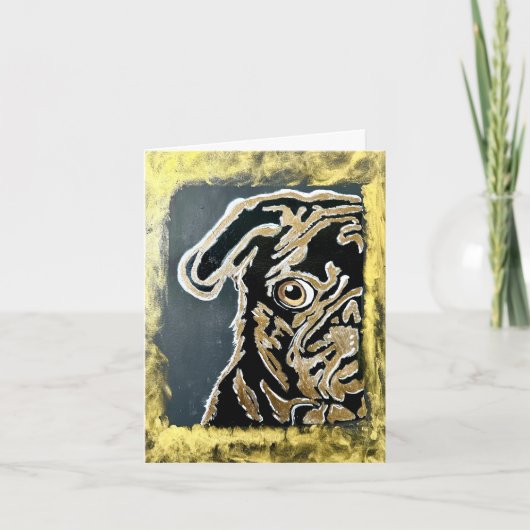 Pug leeg wenskaart kaart (Voorkant)