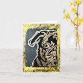 Pug leeg wenskaart kaart (Gele Bloem)
