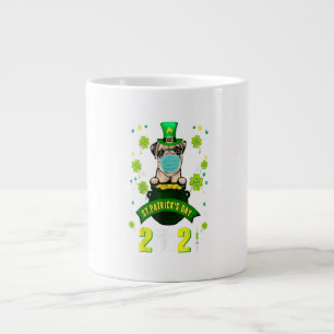 Pug Leprechaun Hondenliefhebber Face Masker St Pat Grote Koffiekop