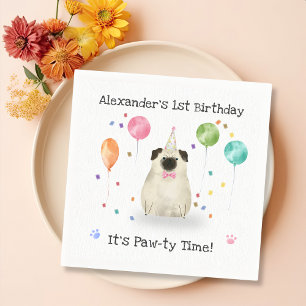 Pug Lets Hond Verjaardagsfeest Servet