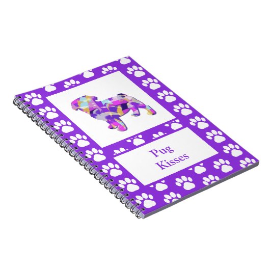 Pug Leuke Hond Silhouet Poot Paarse PY & B Notitieboek (Rechterzijde)