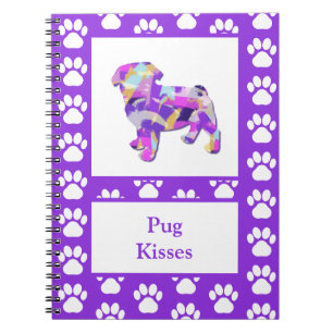 Pug Leuke Hond Silhouet Poot Paarse PY & B Notitieboek
