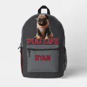 Pug Leven Cute Hond Bedrukte Rugzak (Voorkant)