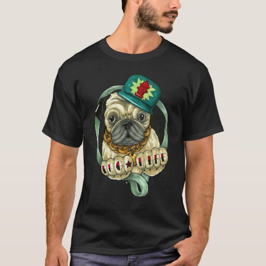 Pug Leven illustratie T-shirt (Voorkant)