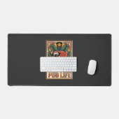 Pug Leven Retro Volkskunst Hond Bureaumat (Keyboard & Muis)