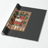 Pug Leven Retro Volkskunst Hond Cadeaupapier (Uitgerold)