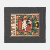 Pug Leven Retro Volkskunst Hond Fleece Deken (Voorkant (Horizontaal))
