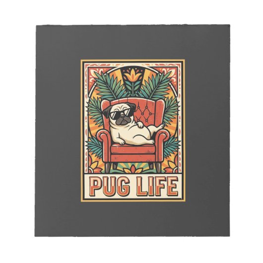 Pug Leven Retro Volkskunst Hond Notitieblok (Voorkant)