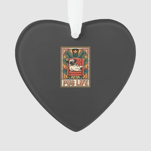 Pug Leven Retro Volkskunst Hond Ornament (voorkant)