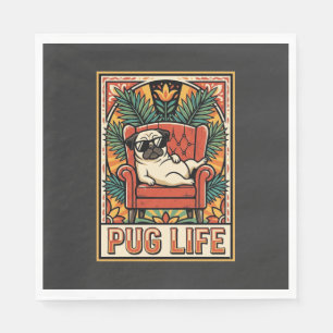 Pug Leven Retro Volkskunst Hond Servet