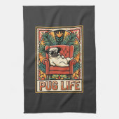 Pug Leven Retro Volkskunst Hond Theedoek (Verticaal)