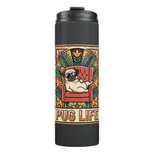 Pug Leven Retro Volkskunst Hond Thermosbeker
