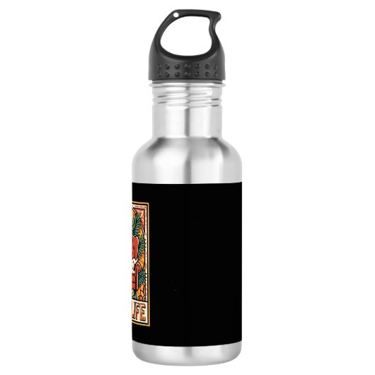 Pug Leven Retro Volkskunst Hond Waterfles (Voorkant)