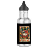 Pug Leven Retro Volkskunst Hond Waterfles (Links)
