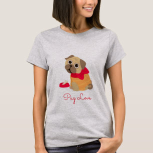 Pug Liefde cute pug hond dierenliefhebber T-shirt