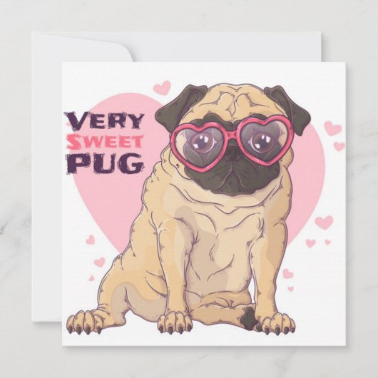 Pug Liefde Feestdagenkaart (Voorkant)