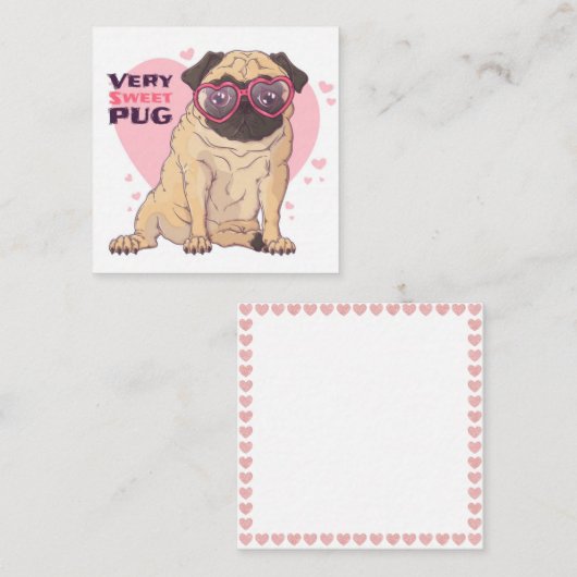 Pug Liefde Notitiekaartje (Voorkant / Achterkant)