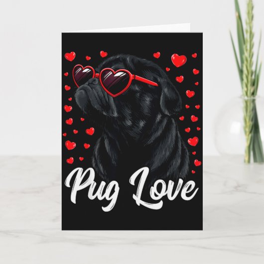 Pug Liefde Pug Moeder Valentijnsdag Pug Zwart Uni  Kaart (Voorkant)