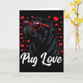 Pug Liefde Pug Moeder Valentijnsdag Pug Zwart Uni  Kaart (Gele Bloem)