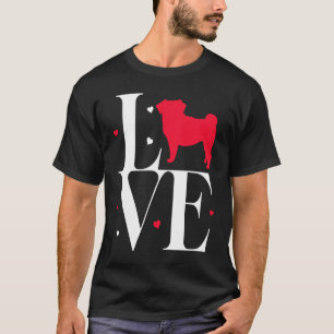 Pug Liefde Rode Valentijnsdag Hart voor Hond van P T-shirt