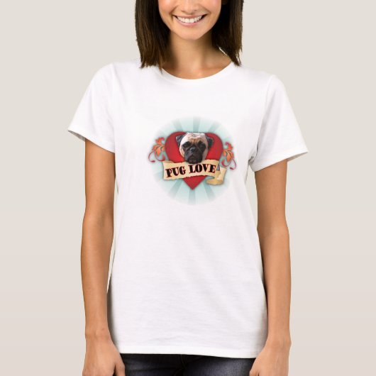 Pug-liefde T-shirt (Voorkant)