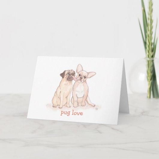 Pug Liefde Valentijn Feestdagen Kaart (Voorkant)