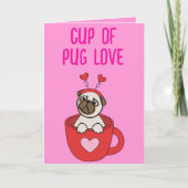 PUG LIEFDE Valentijnsdag Hond Doggy Puppy Gift Bedankkaart (Voorkant)