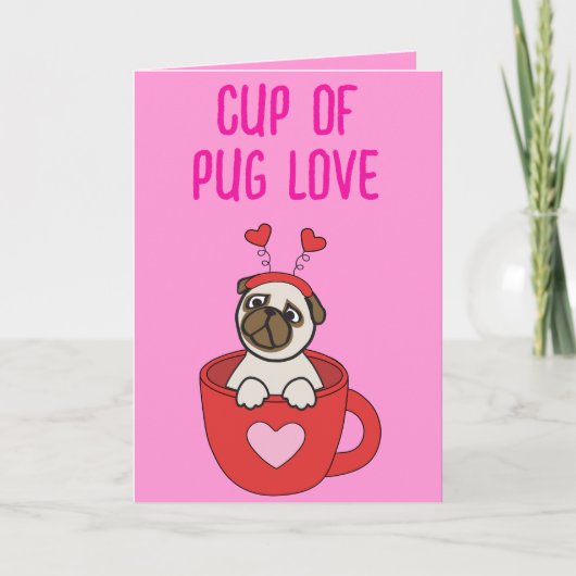 PUG LIEFDE Valentijnsdag Hond Doggy Puppy Gift Bedankkaart (Voorkant)