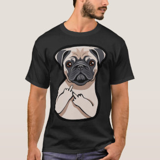 Pug Liefhebber Middenvinger Grappige Grafische  T-shirt