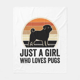 Pug Liefhebber Vintage Alleen Een Meisje Hond Shir Fleece Deken