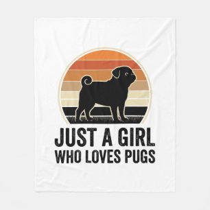 Pug Liefhebber Vintage Alleen Een Meisje Hond Shir Fleece Deken