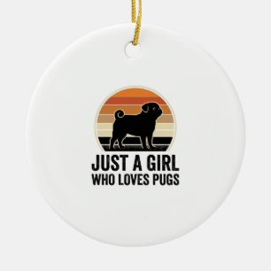 Pug Liefhebber Vintage Alleen Een Meisje Hond Shir Keramisch Ornament