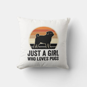 Pug Liefhebber Vintage Alleen Een Meisje Hond Shir Kussen