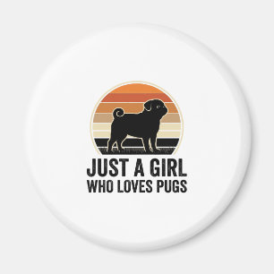 Pug Liefhebber Vintage Alleen Een Meisje Hond Shir Magneet