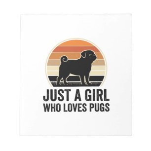 Pug Liefhebber Vintage Alleen Een Meisje Hond Shir Notitieblok