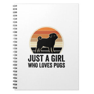 Pug Liefhebber Vintage Alleen Een Meisje Hond Shir Notitieboek