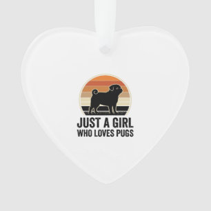 Pug Liefhebber Vintage Alleen Een Meisje Hond Shir Ornament