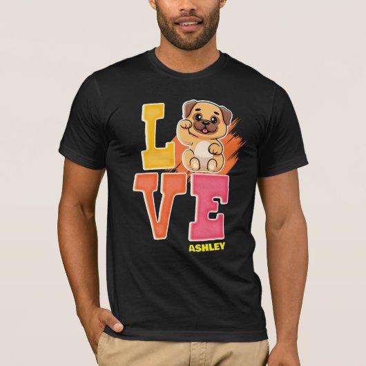Pug liefhebbers schattige kleur t-shirt (Voorkant)