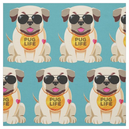 Pug Life aangepaste kleurstof Stof (Swatch)