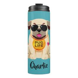 Pug Life, aangepaste naam en kleurtumbler Thermosbeker