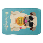 Pug Life aangepaste naam & kleur badmatten (Voorkant)